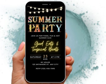 Summer Party Invitation Digital Template, BBQ & Pool Party Invite, Last Day of School, Backyard Neighbourhood Party, Fun Self Edit Evite