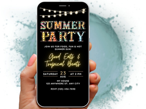 Summer Party Invitation Digital Template, BBQ & Pool Party Invite, Last Day of School, Backyard Neighbourhood Party, Fun Self Edit Evite