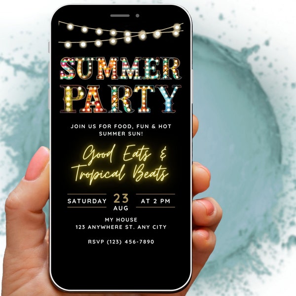 Summer Party Invitation Digital Template, BBQ & Pool Party Invite, Last Day of School, Backyard Neighbourhood Party, Fun Self Edit Evite