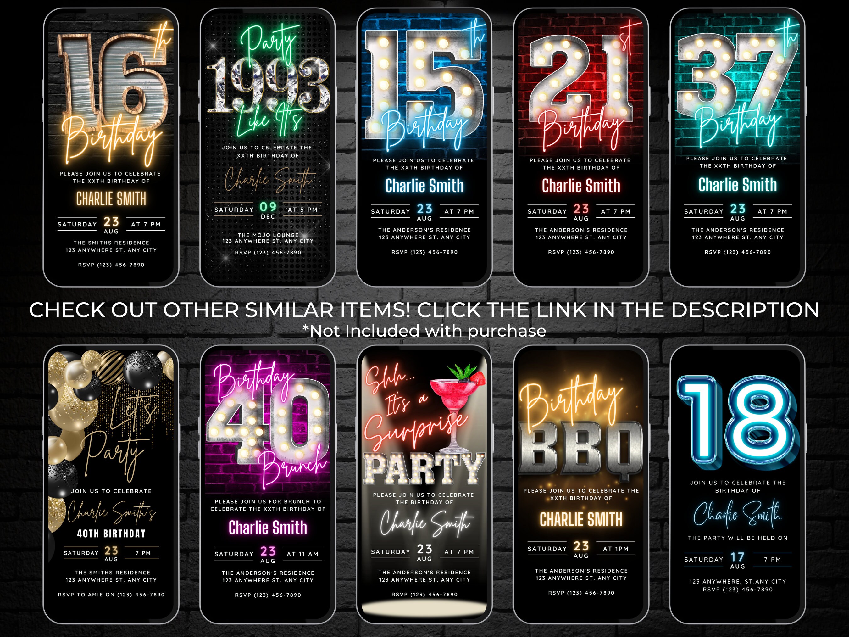 Mens 65th Birthday Invitation, 65th Digital Invite Black Gold