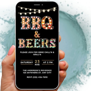 BBQ and Beers Invitation, Barbecue Adult Cookout Invitation, Grill & Chill Invite, Backyard Party Invitation, Back yard BBQ Digital Download