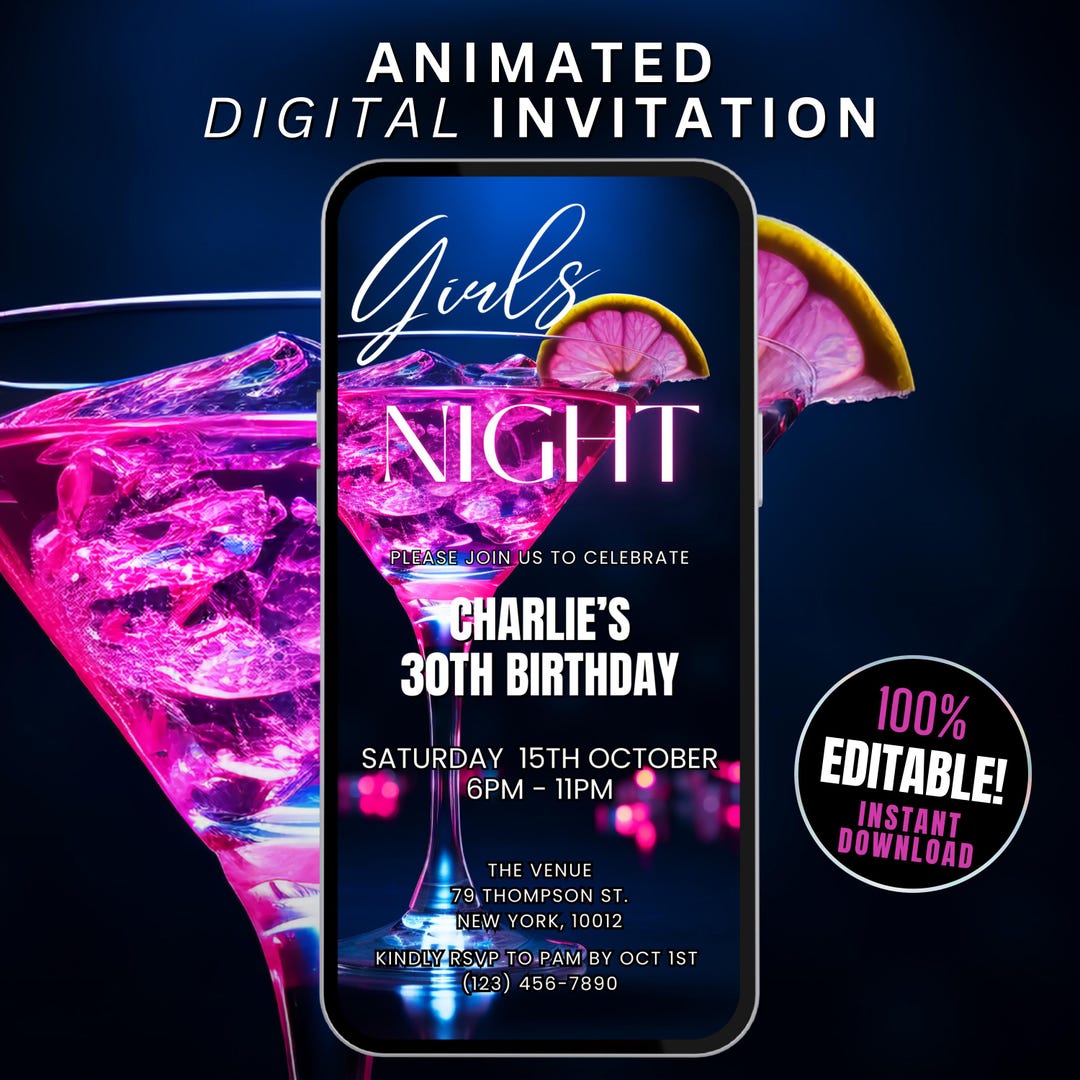 Digital Girls Night Party Invitation Digital Template, Editable Moms ...