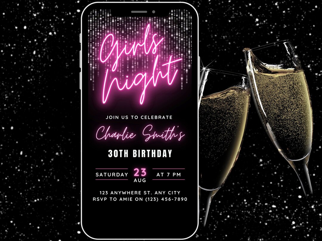 Girls Night Out Invitation Digital Invite, 30th Birthday Invitation ...