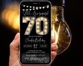 Surprise 70th Birthday Invitation for Men 70 Invite for Adults Phone Invitation Rustic Shhh Its a Surprise Invite Digital Invite for Him Guy