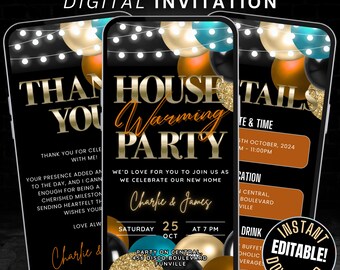 Housewarming Party Invitation Digital Animated House Warming Invite Template, Self Edit Chic New Apartment New Home Evite, House Party Flyer
