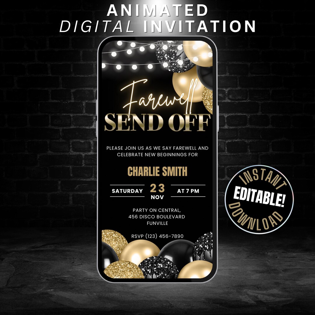 Farewell Send off Party Invite, Goodbye Party Invitation Digital Self ...