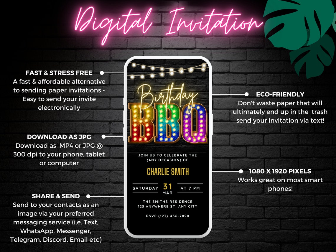 Digital BBQ Birthday Party Invitation Template, Editable Backyard Bday ...