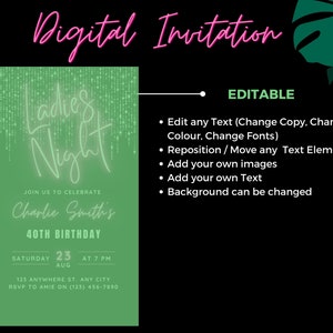 Glam Ladies Night Out Invitation Digital Invite, Fun Birthday ...
