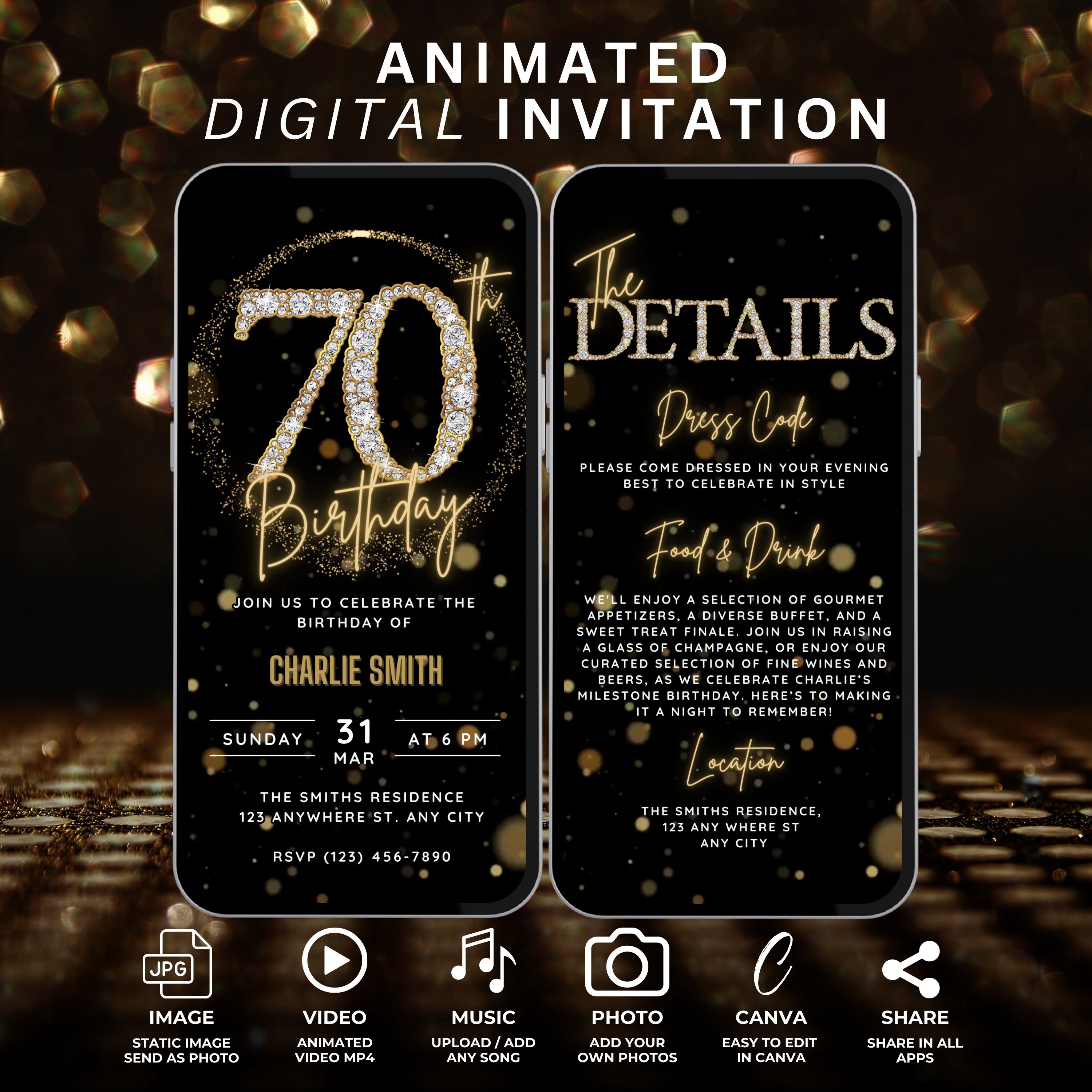 Personalised 40th Birthday Party Invitations, Marble Rose Gold, Age 16th, 18th, | UK