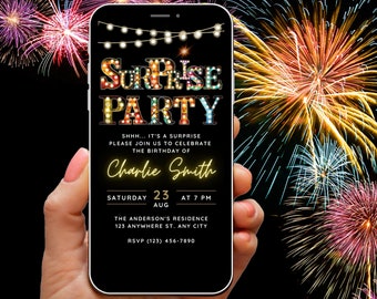 Surprise Party Invitation Digital Invite Template, Shhh its a Surprise Party Invite, 20th 30th 40th 50th 60th Surprise Birthday Party Evite