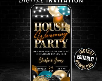 Housewarming Party Invitation Digital Animated House Warming Invite Template, Self Edit Chic New Apartment New Home Evite, House Party Flyer