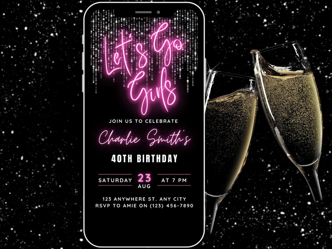 Girls Night Out Invitation Digital Invite, Lets Go Girls Invite, 30th ...