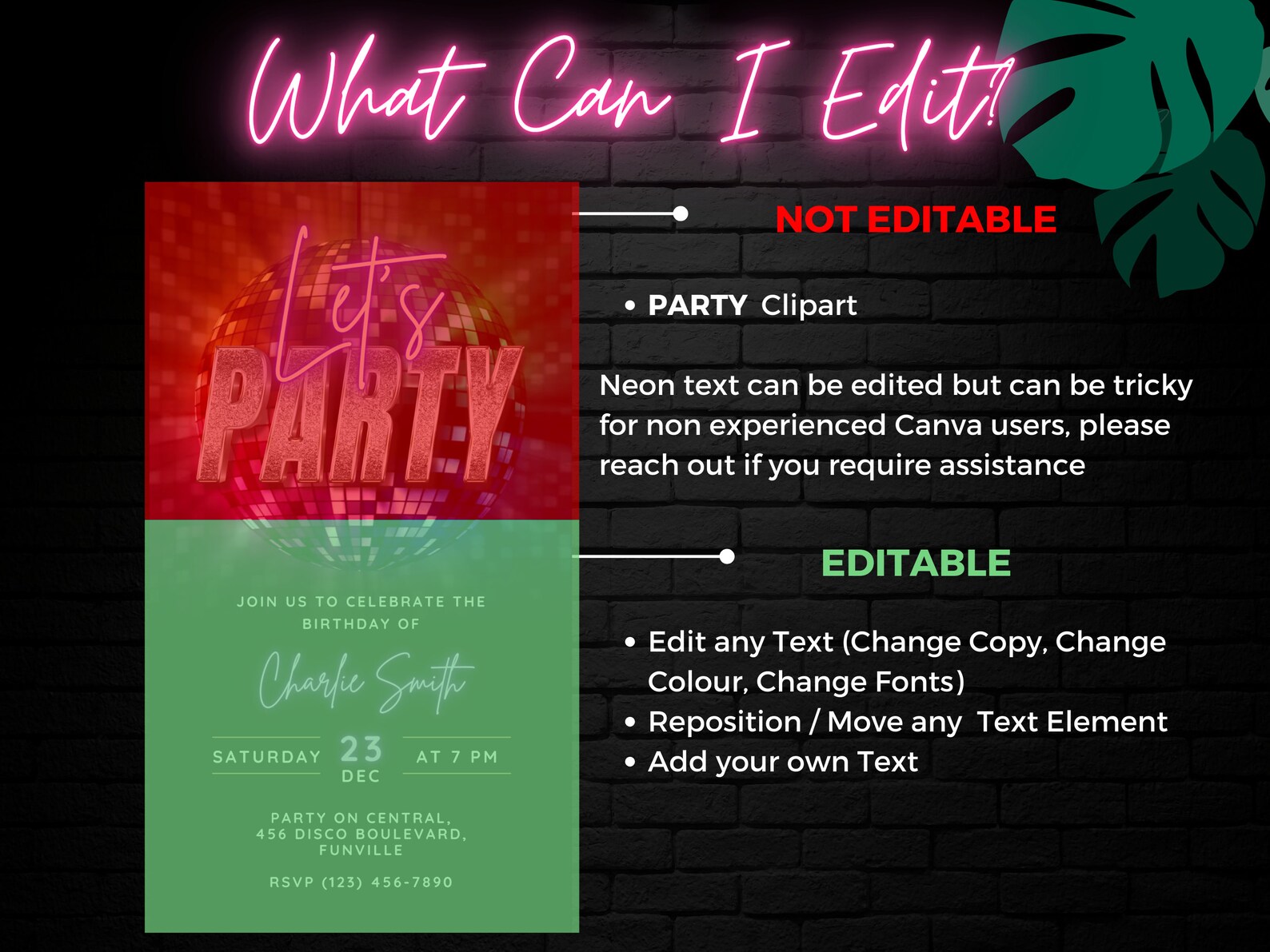 Animated Lets Party Invite Digital Invitation, Disco Diva Birthday ...