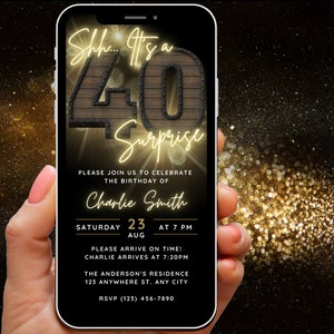 40th Surprise Birthday Invitation for Men, Digital Surprise 40th Birthday Invitations, 40th Surprise birthday Invite for Him, Rustic Evite