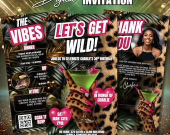 Cheetah Print Birthday Invitation Flyer Lets Get Wild Party Invite Leopard Print Editable Template Wild Birthday Digital Download For Adults