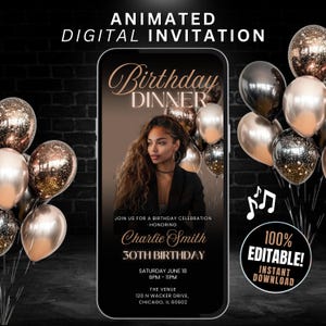 Shades of Melanin Birthday Dinner Invitation Digital Dinner Birthday Invite, Luxury Brown Ladies Birthday Brunch Invite Flyer, Dinner Evite