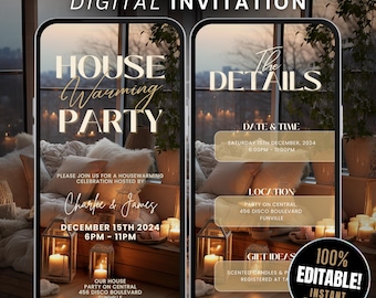 Housewarming Party Invitation Digital Animated House Warming Invite Template, Self Edit Chic New Apartment New Home Evite, House Party Flyer