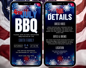 4th Of July BBQ Invitation Digital 4th of July Party Invite ,4th of July Invitation Template, Patriotic Independence Day Flyer, Block Party