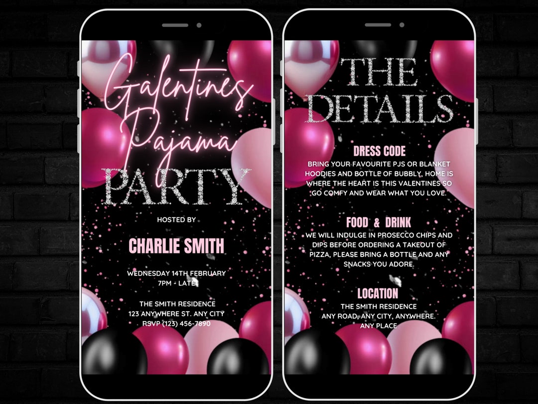 Animated Galentines Pajama Party Invitation, Galentines Party Evite ...