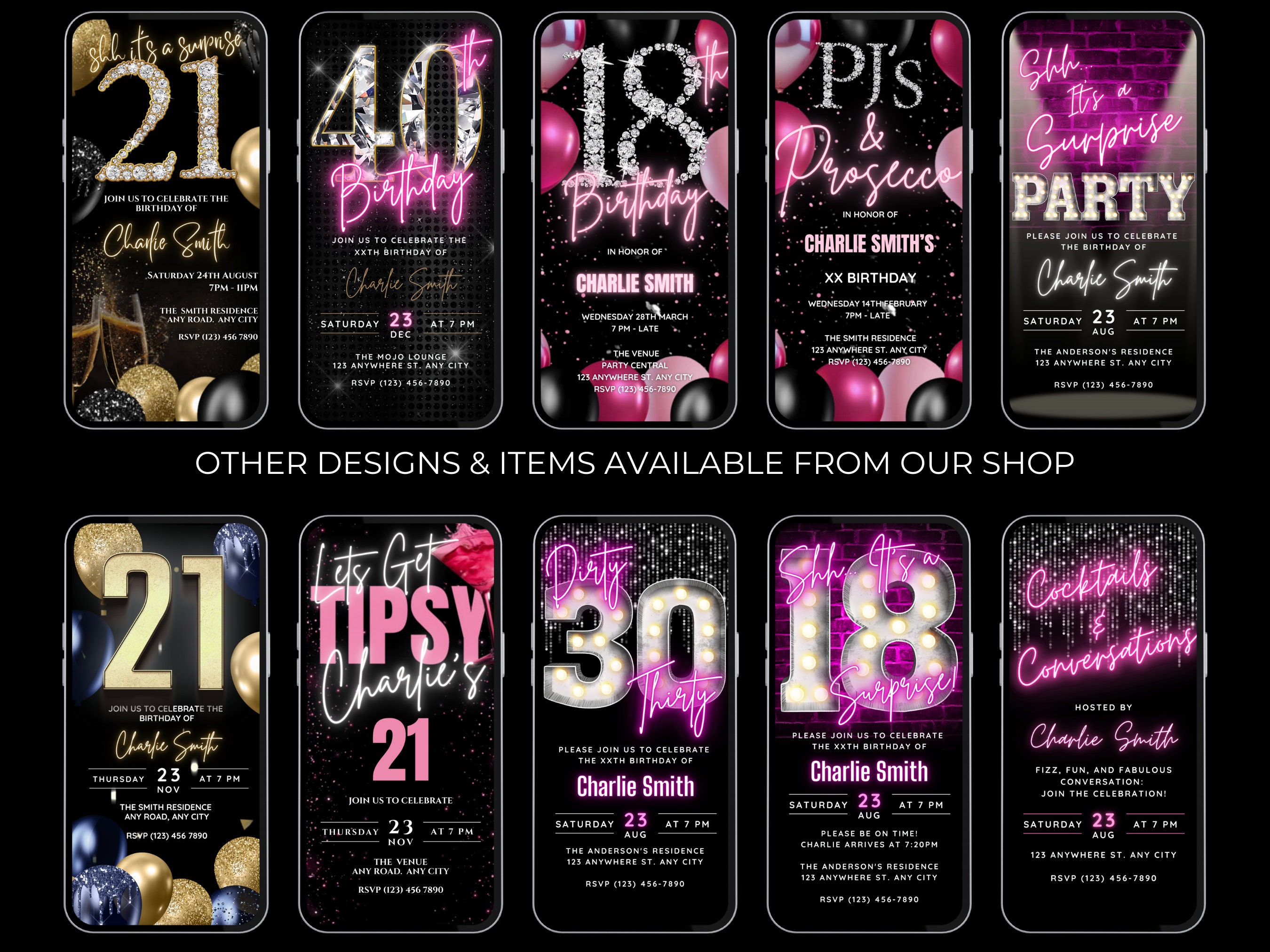 Animated 21st Birthday Invitation, Diamond 21st Party, 21st Digital ...