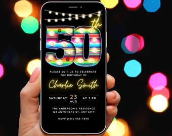 Text Message 50th Birthday Invitation Digital Invite for her women 50th Birthday Invite Template Mexican Fiesta Party 50 Serape eCard Evite