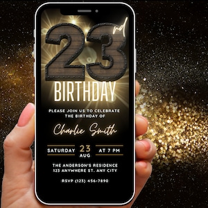 Digital 23rd Birthday Invitation for Man, 23rd Birthday Invite for Him, Editable Template, Instant Download, Electronic Text Message Evite