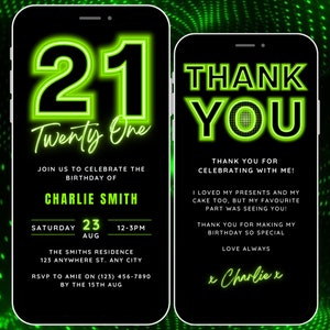 Animated 21st Birthday Invitation Template, Digital 21st Birthday Invite for Boy, Video Invite, 21st Birthday Evite, Phone Invite & eCard