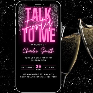 Striscione Glitterato 40° Compleanno – Talk Forty To Me, Dorato, 1,1 M, Pre-infialettato