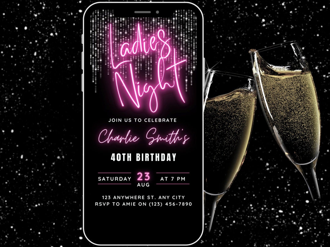 Glam Ladies Night Out Invitation Digital Invite, Fun Birthday ...