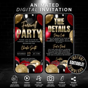 Digital Farewell Party Video Invite Template, Animated Farewell Invitation, Retirement Party Announcement, Going Away Invite & Details