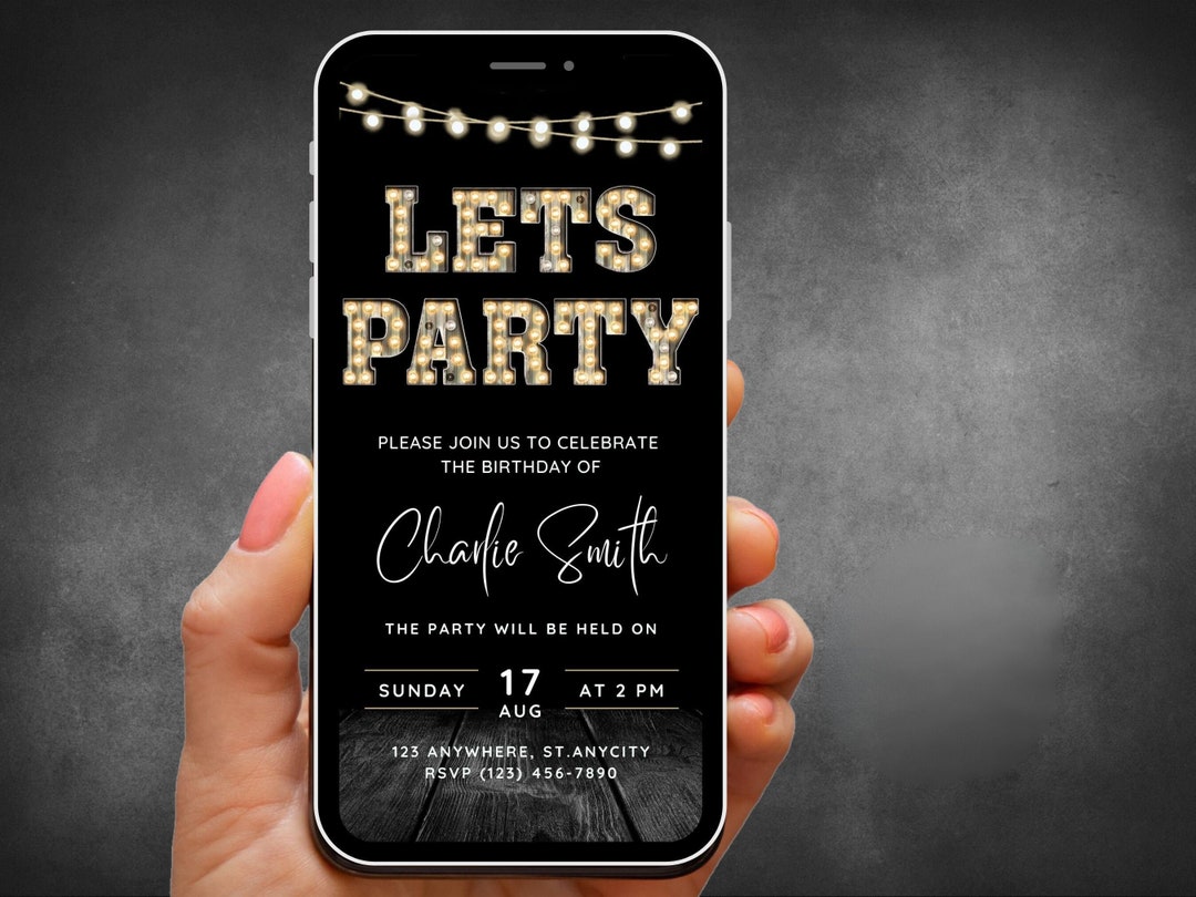 Any Event Let's Party Invitation for Men, Invite for Adults, Birthday ...