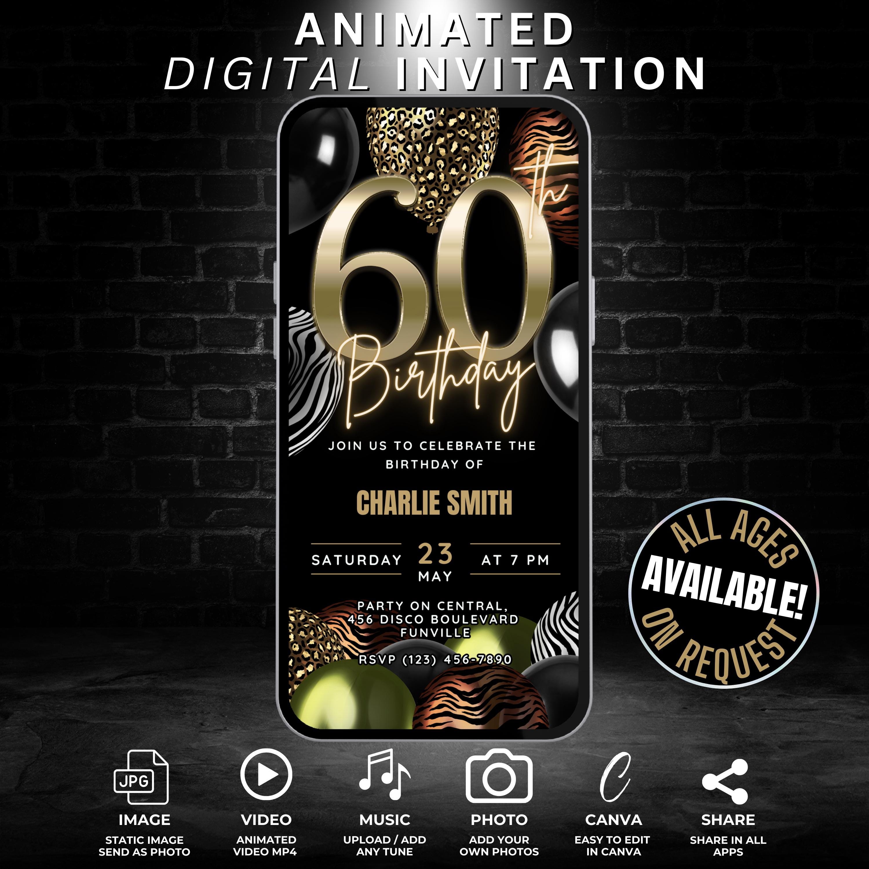 60 Birthday Invitation for Women Editable Sixty Birthday Invite