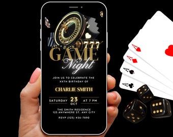 Digital Game Night Invite for adults, Family Game Night Party Invitation, Casino Invite, Birthday Game Night, Editable Template Evite