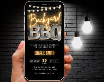 Digital Backyard BBQ Party Invitation Template, Editable Backyard Birthday BBQ Invite for Phone, Animated Video Grill & Chill e-Invite Evite