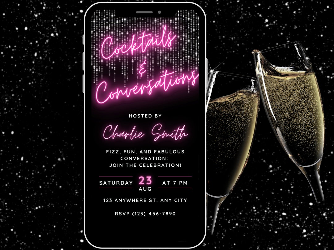 Glam Cocktails and Conversations Ladies Night Out Invitation Digital ...