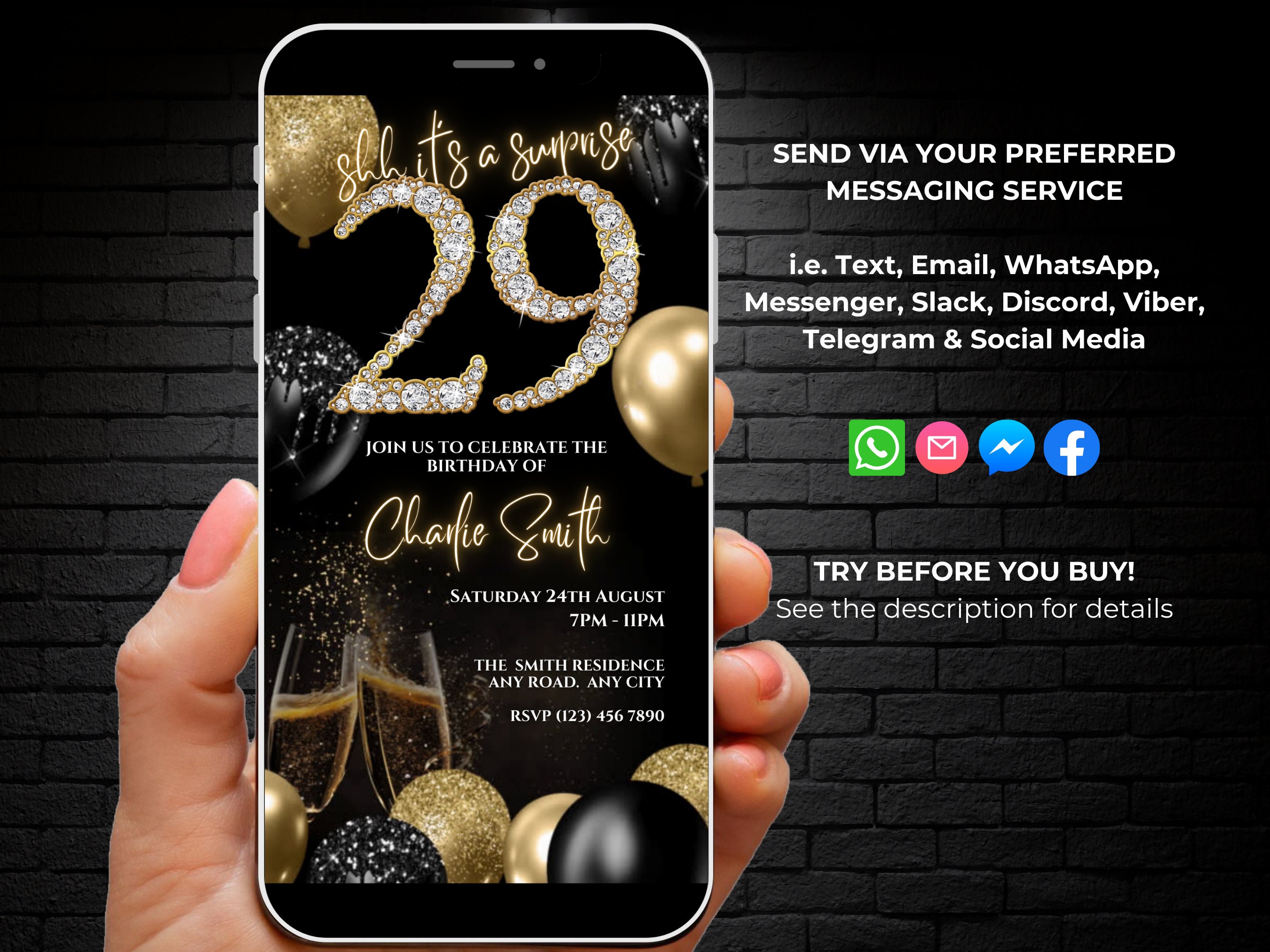 Animated 29th Birthday Invitation for Women 29th Surprise Etsy