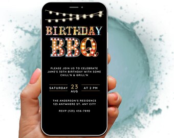 Birthday BBQ Invitation Digital Grill and Chill Invite, BBQ Invite, Grill Party Invite, Cookout invitation, Combined Birthday Virtual Invite
