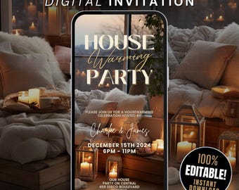 Housewarming Party Invitation Digital Animated House Warming Invite Template, Self Edit Chic New Apartment New Home Evite, House Party Flyer