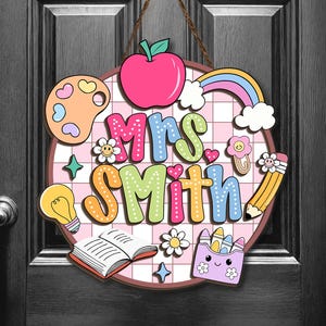 Personalized Teacher Door Sign, Classroom Door Hanger, Teachers Appreciation Gifts, Back To School, Classroom Welcome Sign, Teacher Gifts