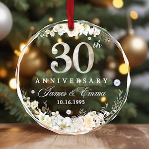 Personalized 30th Wedding Anniversary Ornament, Pearl Wedding Anniversary Gift, 30 Years Anniversary Keepsake, Couple Gift For Husband Wife
