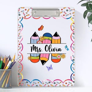Personalized Teacher Appreciation Gift, Custom Pencil Teacher Acrylic Clipboard, Teacher Name Clipboard, End Of Year, Back to School Gift