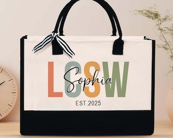 Social Worker Tote Bag, Licensed Clinical Social Worker, LCSW School Tote Bag, Social Work Gift, Therapist LCSW MSW Gift For Social Worker