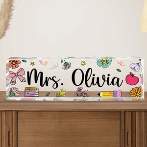 Personalized Teacher Desk Plaque, Custom Teacher Gift, Back to School Gift, Teacher Appreciation Gift, Classroom Name Sign, School Year Gift