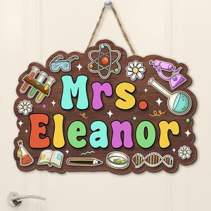 Science Teacher Door Sign, 3D Teacher Name Sign, Back To School, Science Teacher Gift, Science Classroom Decor, Custom Teacher Door Hanger