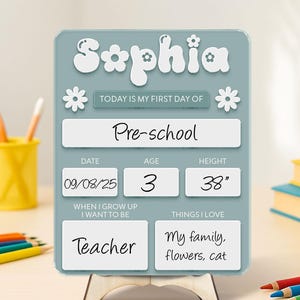 Customized First And Last Day School Sign, Back to School Sign, Kindergarten 1st Day of School Sign, First Day School Acrylic School Board