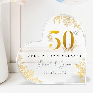 Personalized 50th Anniversary Gift, Gold Anniversary Gift, 50th Wedding Anniversary Keepsake Plaque, Gold 50th Anniversary Gift for Couple