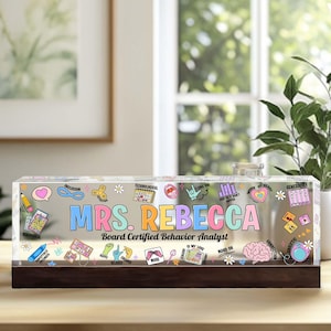 Behavior Analyst Gift Custom Name Sign, BCBA Gift, BCBA Acrylic Desk Name Plate, Behavior Therapist Appreciation Gift Decor, ABA Team Gift