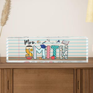 Personalized Name Desk Plate for Teacher, Custom Teacher Name Sign for Desk,Acrylic Nameplate,Teacher Appreciation Gift,Teacher Office Decor