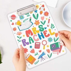 Custom Teacher Acrylic Clipboard, Personalized Teacher Appreciation Gift, Back to School Gift, Teacher Name Clipboard, New Teacher Gift