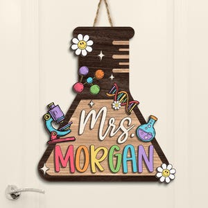Science Teacher Door Sign, 3D Teacher Name Sign, Back To School, Science Teacher Gift, Science Classroom Decor, Custom Teacher Door Hanger